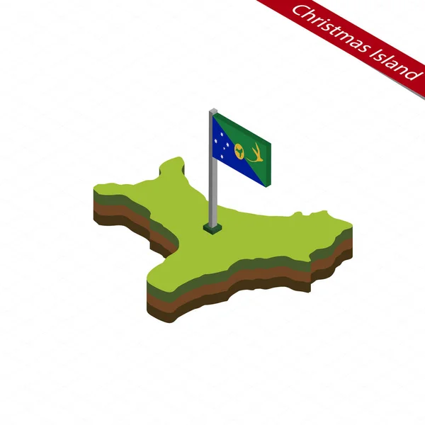 Carte et drapeau isométriques de l'île Christmas. Illustration vectorielle . — Image vectorielle