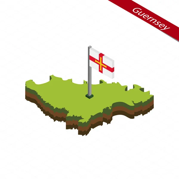 Guernsey Mapa isométrico y bandera. Ilustración vectorial . — Archivo Imágenes Vectoriales