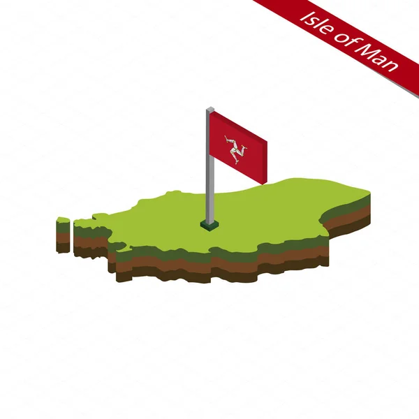 Ilha de Man Mapa isométrico e bandeira. Ilustração vetorial . —  Vetores de Stock