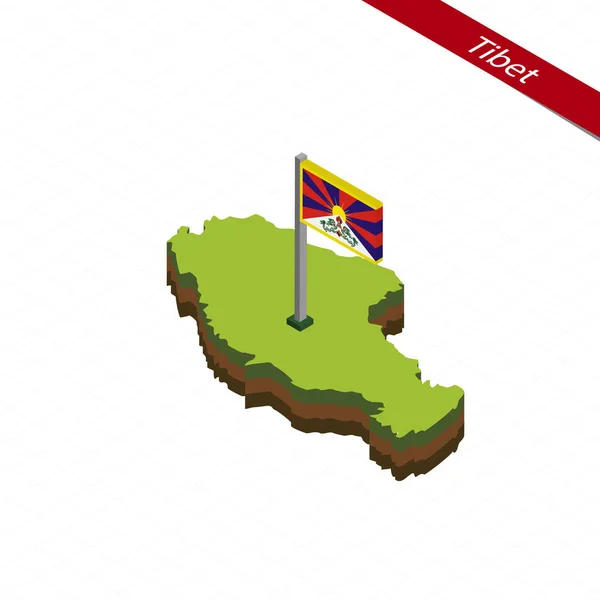 Tibet Carte isométrique et drapeau. Illustration vectorielle . — Image vectorielle