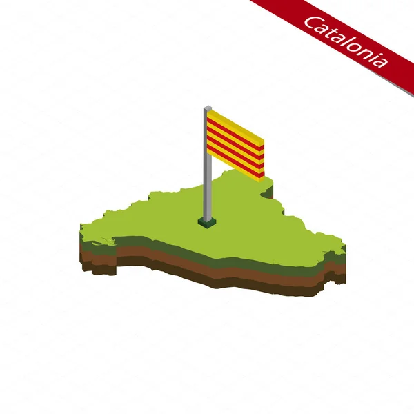 Cataluña Mapa isométrico y bandera. Ilustración vectorial . — Archivo Imágenes Vectoriales