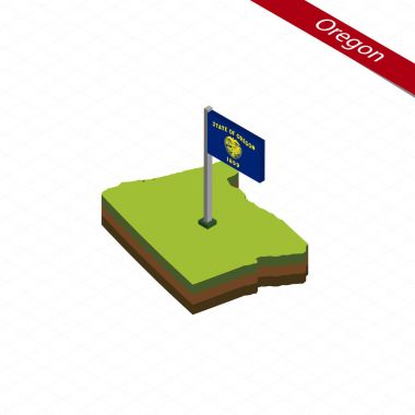 Oregon Isometric map and flag. Vector Illustration. clipart