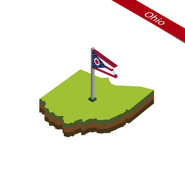 Ohio isometrische Karte und Flagge. Vektorillustration. — Stockvektor