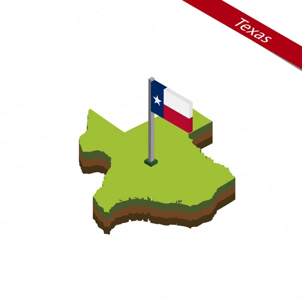 Mapa y bandera isométrica de Texas. Ilustración vectorial . — Vector de stock