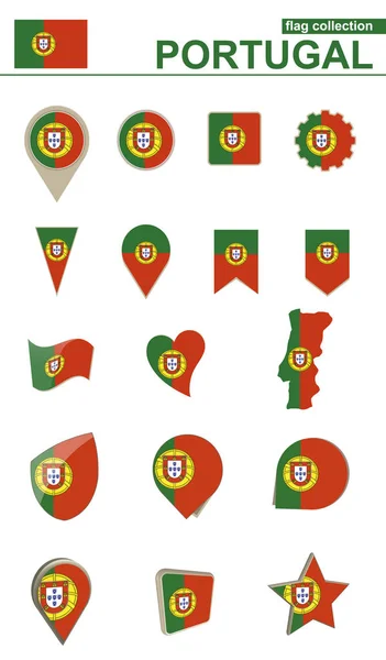 Colección Bandera de Portugal. Gran conjunto para el diseño . — Vector de stock