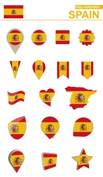 スペイン フラグのコレクションです。デザインのための大きなセット. — ストックベクタ