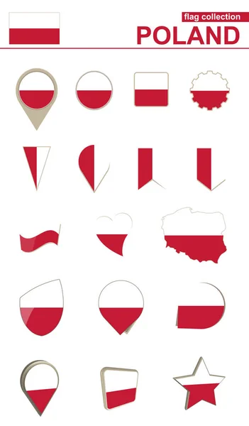 Collection de drapeaux Pologne. Grand ensemble pour le design . — Image vectorielle