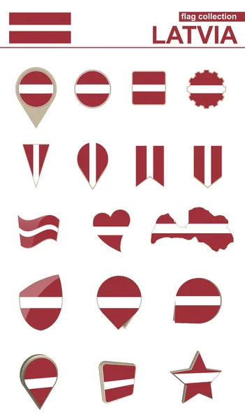 Latvia Flag Collection. Big set for design. — Stock Vector