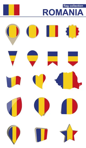 Romania Flag Collection. Big set for design. — Stock Vector