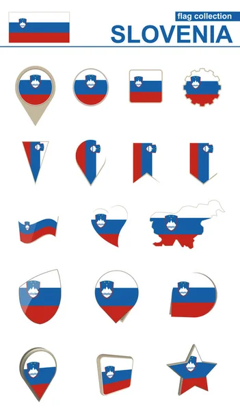 Slovenia Flag Collection. Big set for design. — Stock Vector