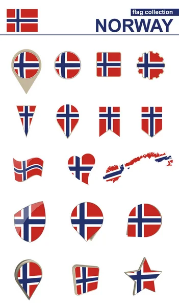 Norvégia lobogója gyűjtemény. Nagy set design. — Stock Vector