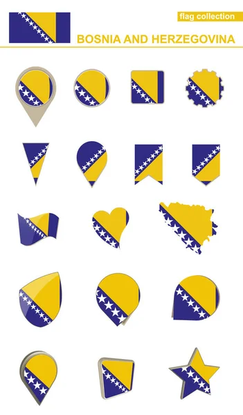 Colección Bandera de Bosnia y Herzegovina. Gran conjunto para el diseño . — Archivo Imágenes Vectoriales