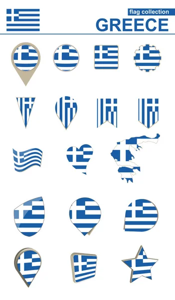 Греция Коллекция флагов. Большой набор для дизайна . — стоковый вектор