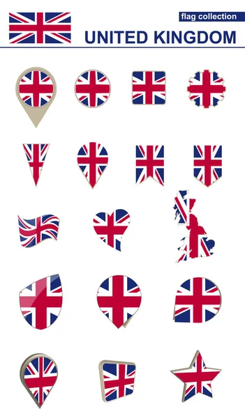 Collezione Bandiera del Regno Unito. Grande set per il design . — Vettoriale Stock