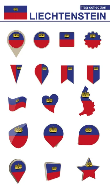 Vlag van Liechtenstein-collectie. Grote set voor ontwerp. — Stockvector