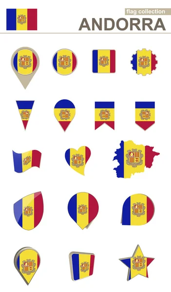 Andorra vlag collectie. Grote set voor ontwerp. — Stockvector
