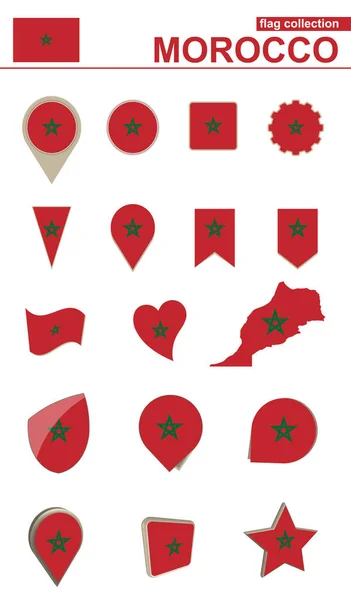 Marocko flagga samling. Stor uppsättning för design. — Stock vektor