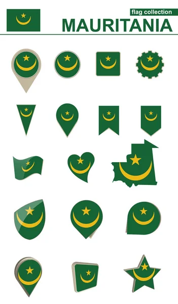 Collezione di bandiere della Mauritania. Grande set per il design . — Vettoriale Stock