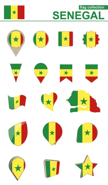 Senegal Flag Collection. Big set for design. — Stock Vector