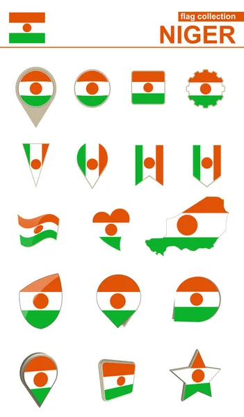 Collezione Niger Flag. Grande set per il design . — Vettoriale Stock