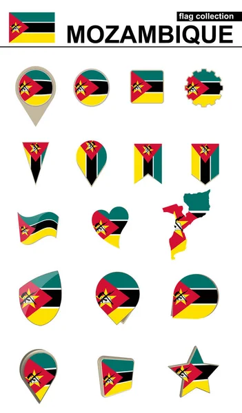 Mozambique Flag Collection. Big set for design. — Stock Vector