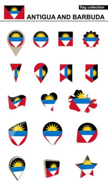 Antigua ve Barbuda bayrağı koleksiyonu. Büyük set tasarımı için.