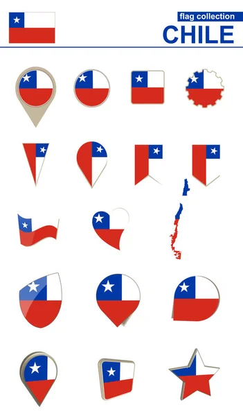 智利国旗集合。设计的大集. — 图库矢量图片