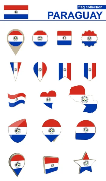 Colección Bandera de Paraguay. Gran conjunto para el diseño . — Archivo Imágenes Vectoriales