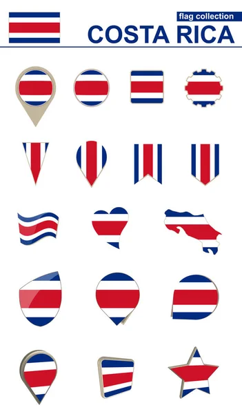 Colección Bandera de Costa Rica. Gran conjunto para el diseño . — Vector de stock