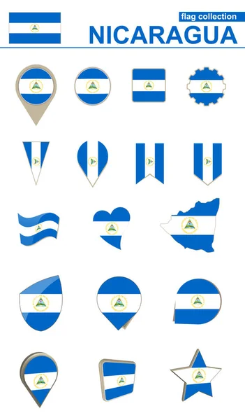 Nicaragua Flag Collection. Big set for design. — Stock Vector