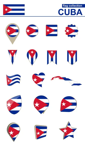 Colección Bandera de Cuba. Gran conjunto para el diseño . — Archivo Imágenes Vectoriales