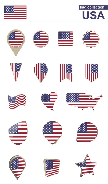 USA Flag Collection. Gran conjunto para el diseño . — Vector de stock