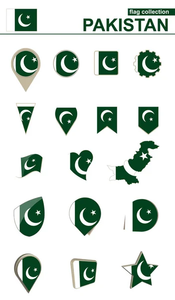 Pakistan bayrağı koleksiyonu. Büyük set tasarımı için. — Stok Vektör