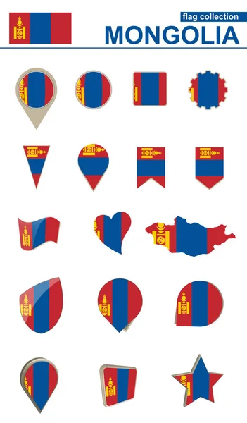 Mongolia Flag Collection. Gran conjunto para el diseño . — Vector de stock