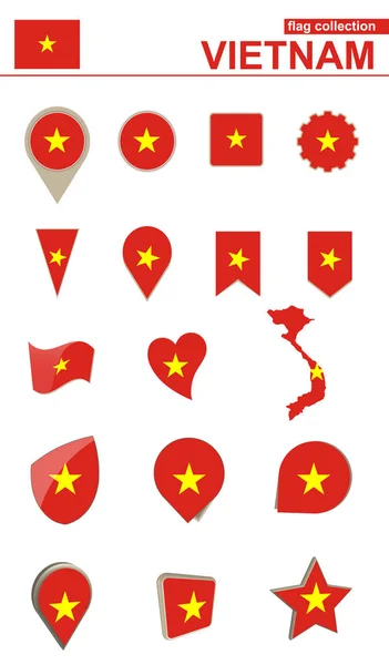 Vietnam flagga samling. Stor uppsättning för design. — Stock vektor