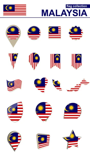 Malaysia Flag Collection. Big set for design. — Stock Vector