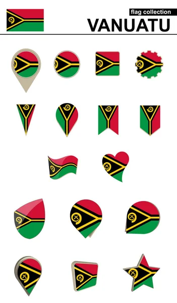 Collection de drapeaux Vanuatu. Grand ensemble pour le design . — Image vectorielle