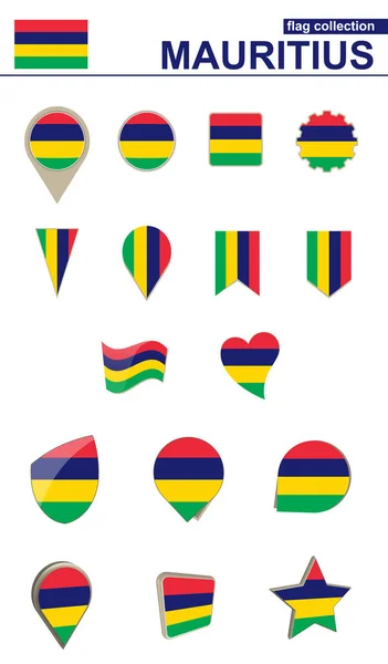 Mauritius vlag collectie. Grote set voor ontwerp. — Stockvector