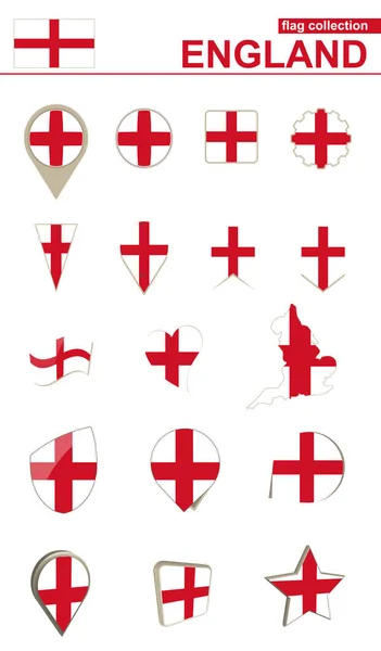 英格兰国旗集合。设计的大集. — 图库矢量图片