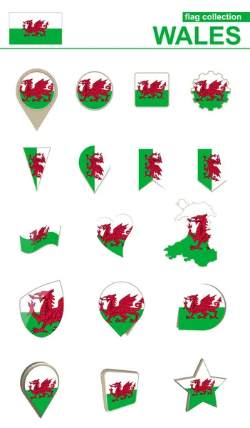 Wales vlag collectie. Grote set voor ontwerp. — Stockvector