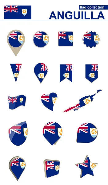 Collezione Anguilla Flag. Grande set per il design . — Vettoriale Stock