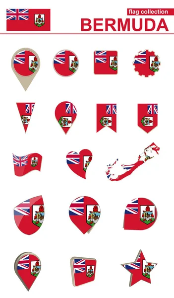 Bermuda flagga samling. Stor uppsättning för design. — Stock vektor