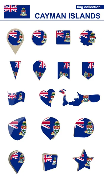 Collezione di bandiere delle Isole Cayman. Grande set per il design . — Vettoriale Stock