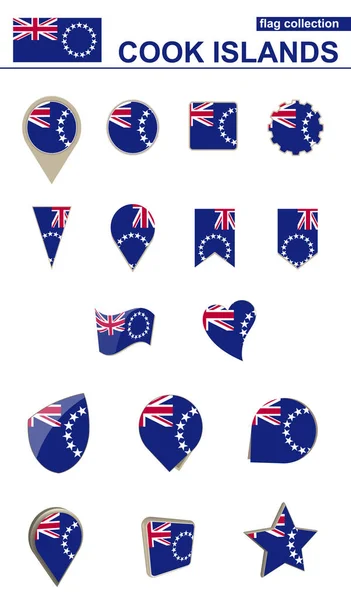 Collezione Cook Islands Flag. Grande set per il design . — Vettoriale Stock