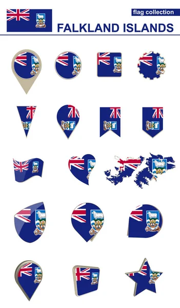 Falkland Islands Flag Collection. Big set for design. — Stock Vector