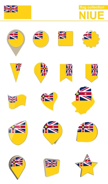 Collection de drapeaux Niue. Grand ensemble pour le design . — Image vectorielle