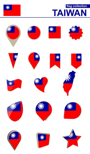 Collection de drapeaux de Taiwan. Grand ensemble pour le design . — Image vectorielle