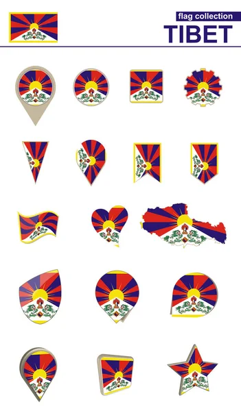 Colección Bandera del Tíbet. Gran conjunto para el diseño . — Vector de stock