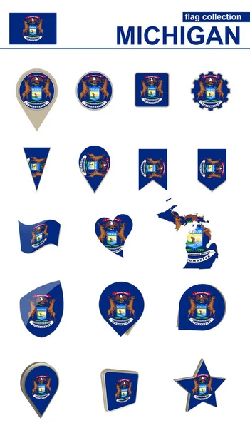 Michigan Flag Collection. Velká sada pro design. — Stockový vektor