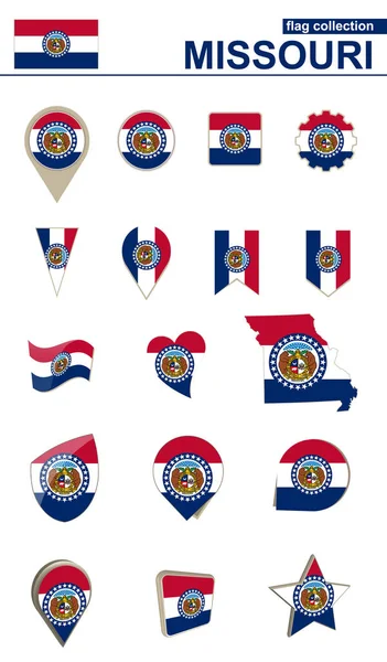 Collezione Missouri Flag. Grande set per il design . — Vettoriale Stock